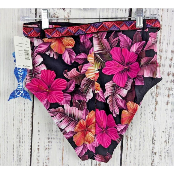 Skinny Dippers Women's‎ Mowie Cherry Dip Belted Swim Bottom in Black Size L - Picture 3 of 3